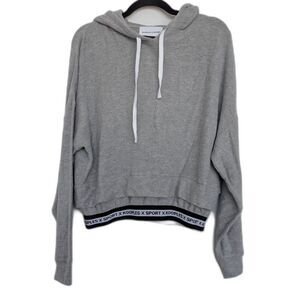 The Kooples Sport Sporty Soft Logo Band Cropped Hooded Sweatshirt Sz 3/L